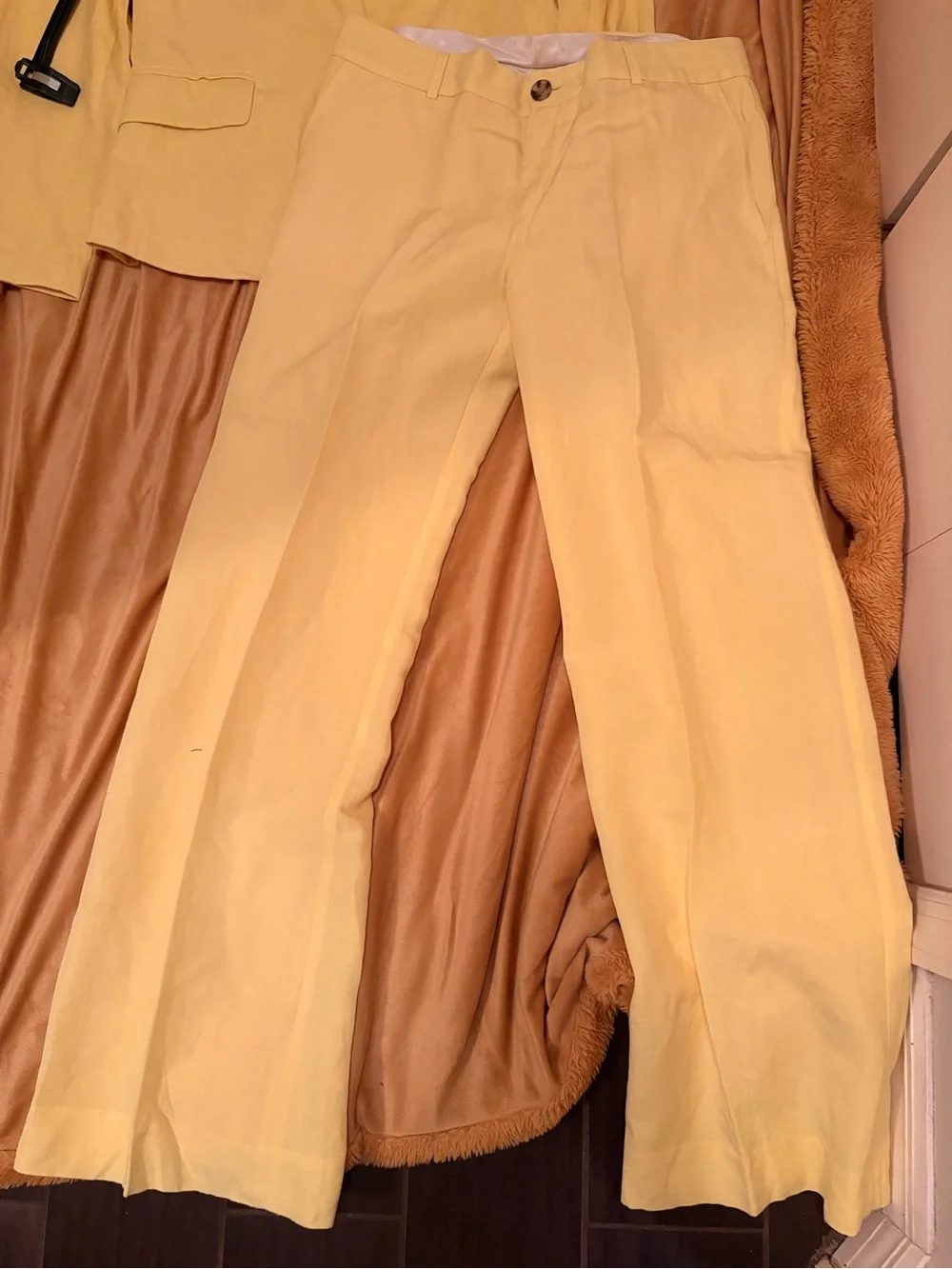 Banana Republic Pale Yellow Wide-Leg linen Trousers